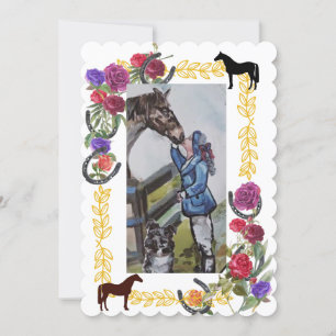 flowers & horse shoe graduation invitation