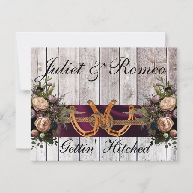 Flowers & Horseshoes, Purple Ribbon Wedding (Front)