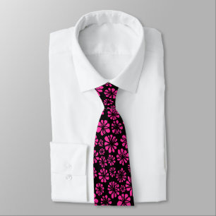 Flowers - Hot Pink on Black Tie
