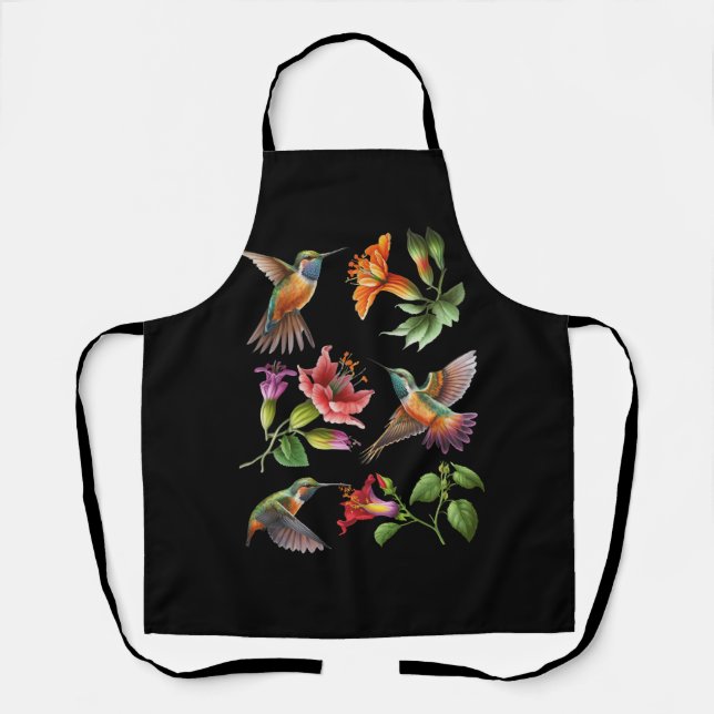 Flowers Hummingbird Lover Vintage Nature Hummingbi Apron (Front)