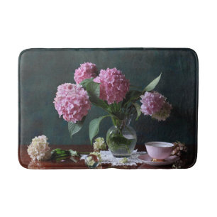 Flowers Hydrangeas in Vase Bath Mat