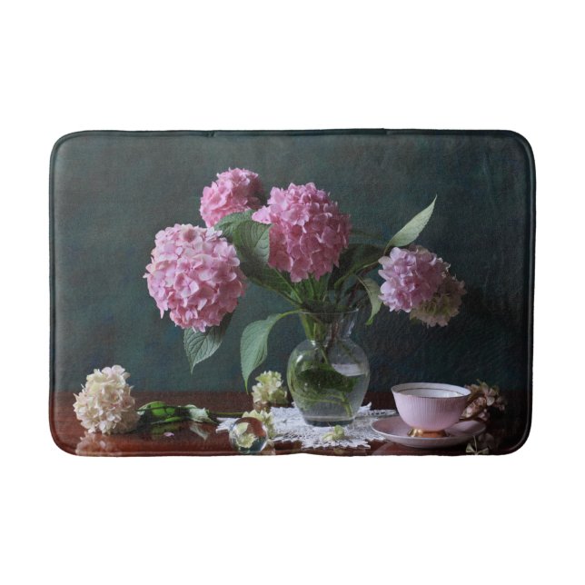 Flowers | Hydrangeas in Vase Bath Mat (Front)