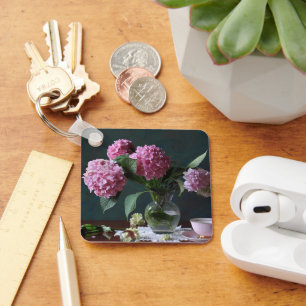 Flowers Hydrangeas in Vase Key Ring