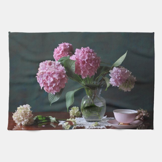 Flowers | Hydrangeas in Vase Tea Towel (Horizontal)