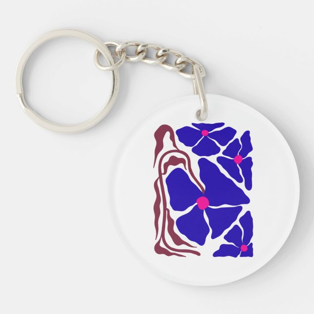 Flowers Illustration Artwork Key Ring (Front)