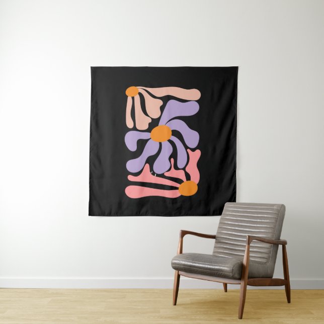 Flowers Illustration Artwork Tapestry (In Situ)