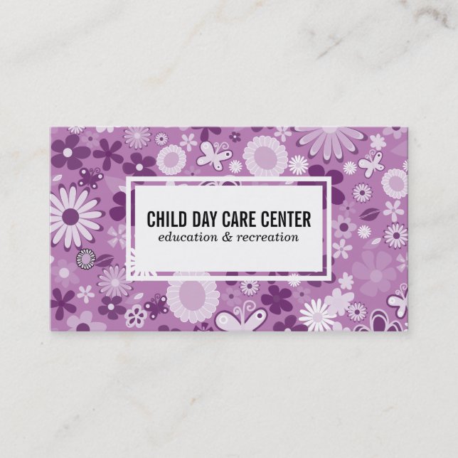 Flowers | Illustrative (purple) Business Card (Front)