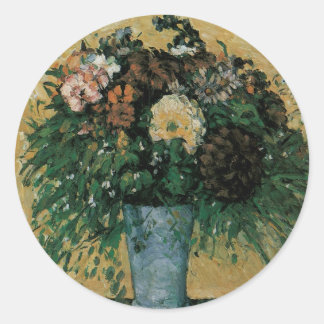 Flowers in a Blue Vase by Paul Cezanne Vintage Art Classic Round Sticker