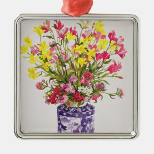 Flowers in a Chinese Jar Metal Tree Decoration