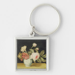 Flowers in a Delft Jar (oil on panel) Key Ring