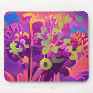 Flowers in a field colourful abstract digital art mouse mat