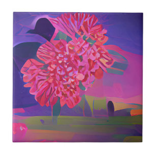 Flowers in a field colourful abstract digital art tile