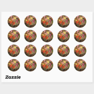 Flowers in a garden classic round sticker