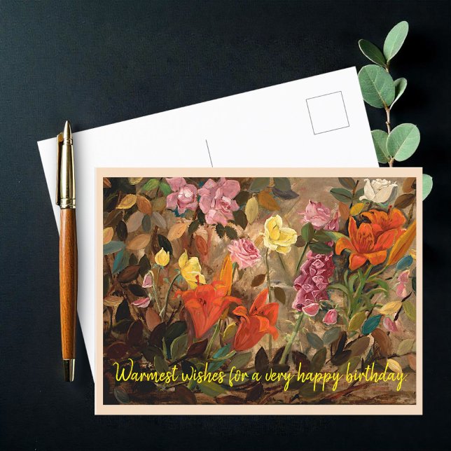 Flowers in a garden, Happy Birthday Postcard (Creator Uploaded)