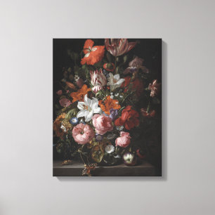 Flowers in a Glass Vase, 1704 Canvas Print