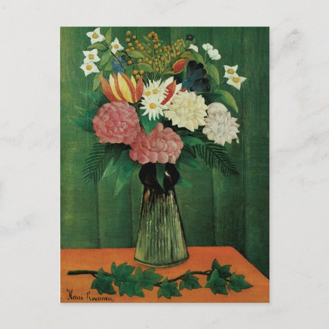 Flowers in a Green Vase Postcard (Front)