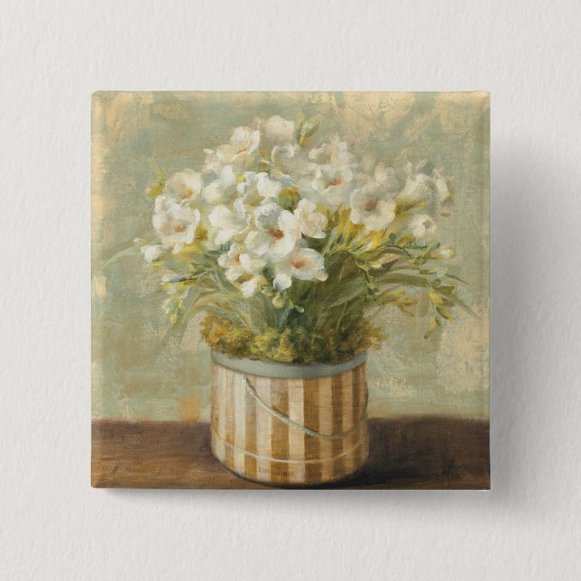 Flowers in a Hat Box 15 Cm Square Badge (Front)