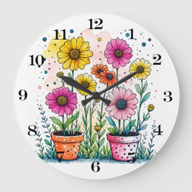 Flowers in a pot clock (Front)