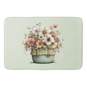 Flowers in a Pot Cosy Shabby Cute Bath Mat