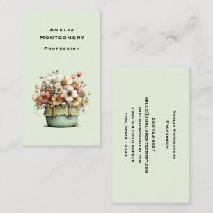 Flowers in a Pot Cosy Shabby Cute Business Card