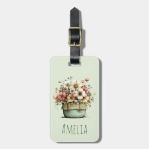 Flowers in a Pot Cosy Shabby Cute Luggage Tag