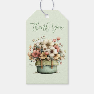 Flowers in a Pot Cosy Shabby Cute Thank You Gift Tags