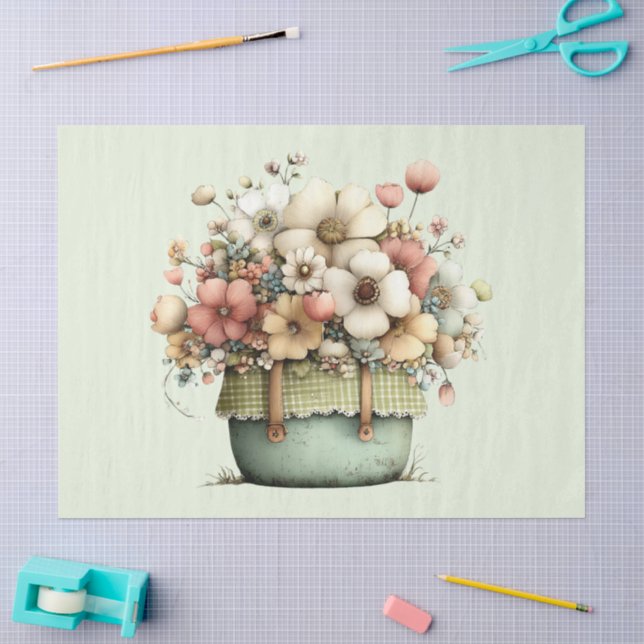 Flowers in a Pot Cosy Shabby Cute Tissue Paper (Craft)