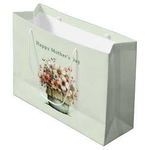 Flowers in a Pot Cozy Cute Mother's Day Large Gift Bag