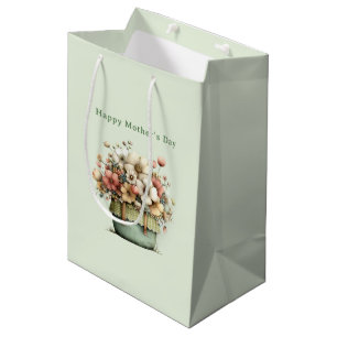 Flowers in a Pot Cozy Cute Mother's Day Medium Gift Bag