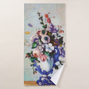 Flowers in a Rococo Vase, Paul Cezanne Bath Towel
