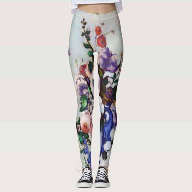 Flowers in a Rococo Vase, Paul Cezanne Leggings (Front)