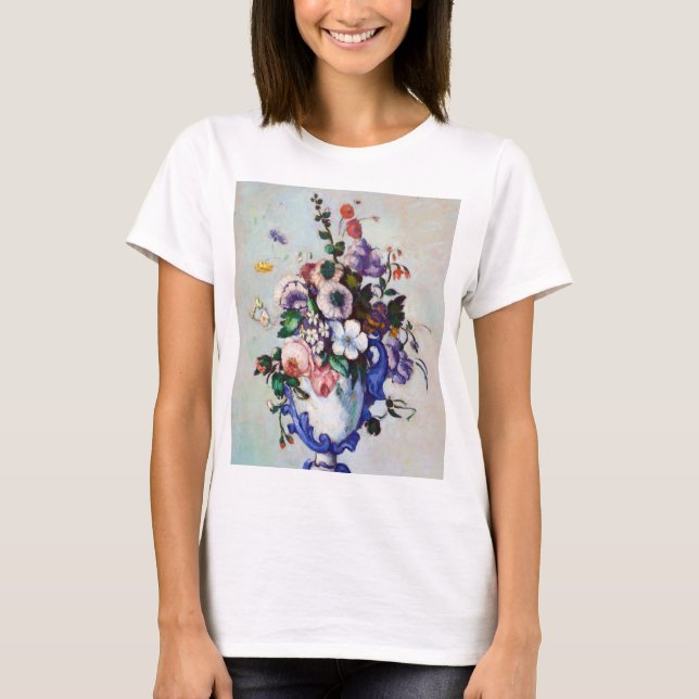 Flowers in a Rococo Vase, Paul Cezanne T-Shirt (Front)