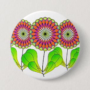 Flowers in a Row 7.5 Cm Round Badge