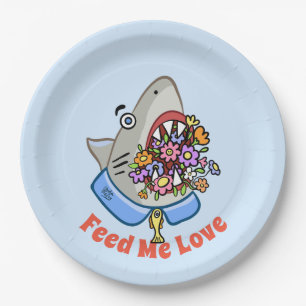 Flowers in a Shark (Feed me love) Paper Plate