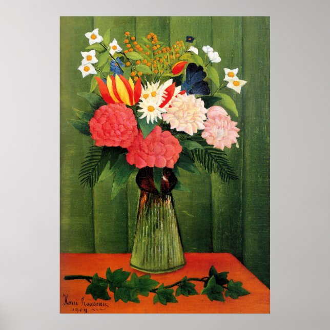 Flowers in a Vase by Henry Rousseau Poster (Front)