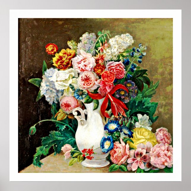 Flowers in a Vase Paulus Theodorus van Brussel Poster (Front)
