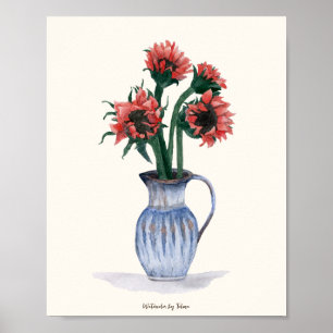 Flowers in a Vase Watercolor Poster