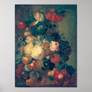 Flowers in a Vase with a Bird's Nest Poster
