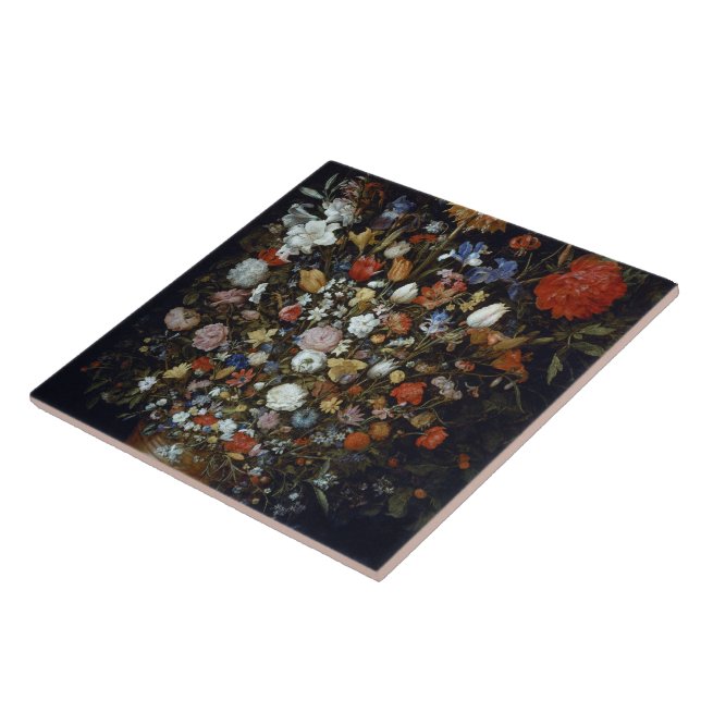 Flowers in a Wooden Vessel Jan Brueghel the Elder  Tile (Side)