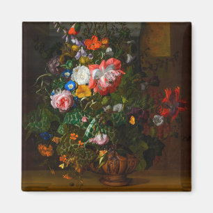 Flowers in an Urn on a Stone Ledge, 1680 by Ruysch Magnet