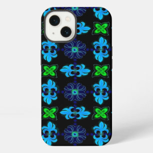 Flowers in Artdeco Retro Style green blue yellow iPhone 13 Case