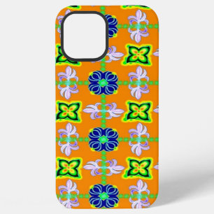 Flowers in Artdeco Retro Style green blue yellow iPhone 12 Pro Max Case