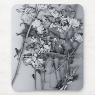 Flowers in Black and White Mouse Mat