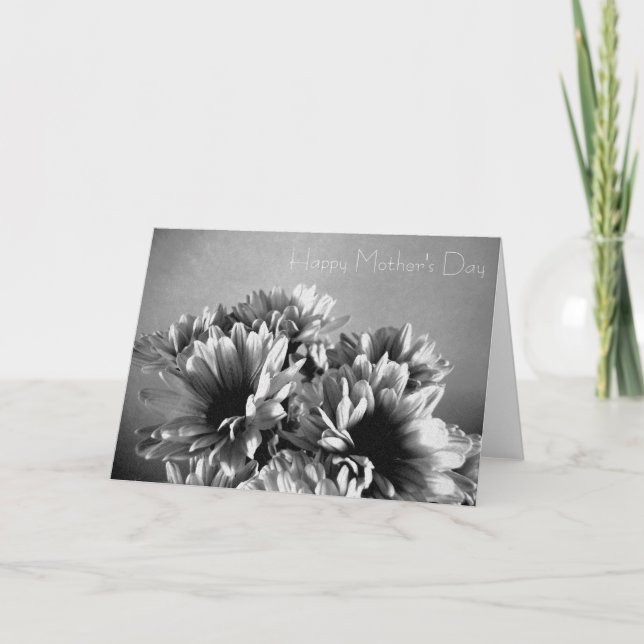 Flowers in black&white Mother's Day Card (Front)