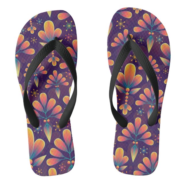 flowers in bloom adult flip flops (Footbed)