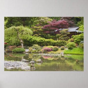 Flowers in bloom at Japanese Garden, Poster