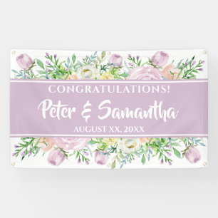 Flowers In Bloom, Purple, Congratulations Wedding Banner