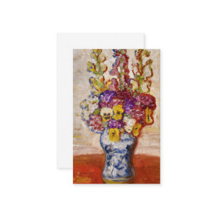 Flowers in Blue and White Vase on Orange Table Business Card
