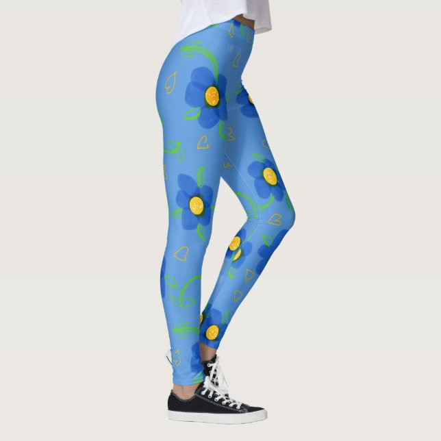 Flowers In Blue Leggings (Right)