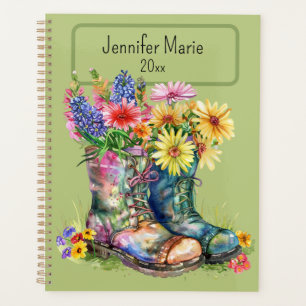 Flowers in Boots Personalise with Name, Year  Planner